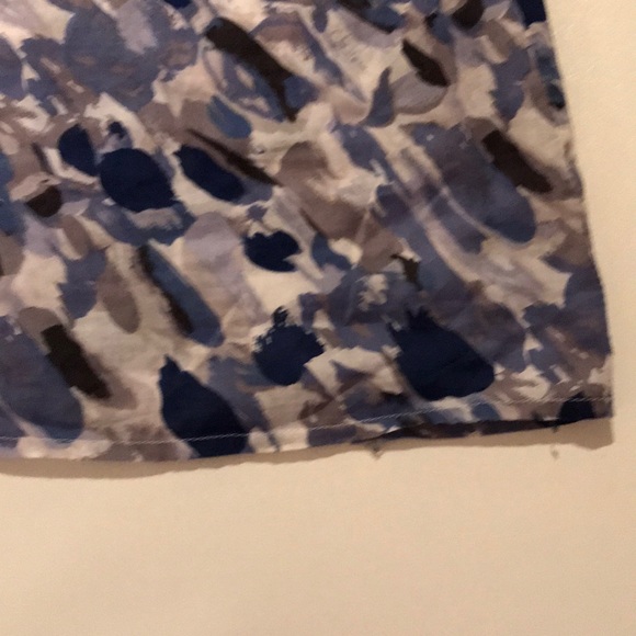 Loft Sleeveless Small Blue White Grey Top Ruffle - Picture 9 of 12